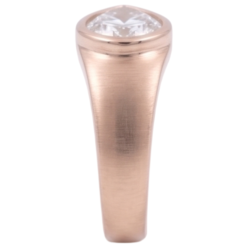 Solitaire Ring Pear Natural Earth Mined Diamond ( Not Lab Grown ) 2 Carats Rose Gold Wood Grain Metal