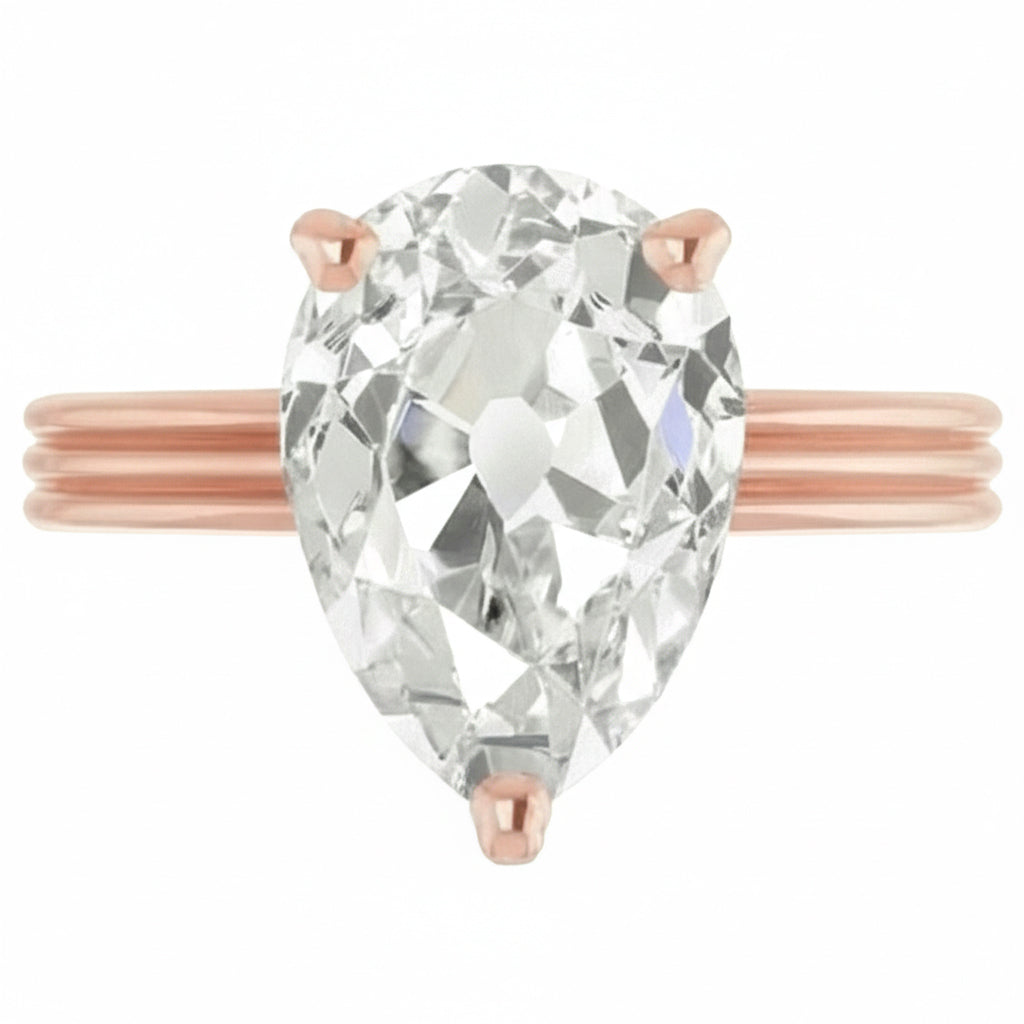 natural pear diamond 5ct ring close up detail