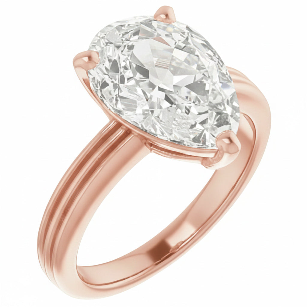natural pear diamond 5ct ring top view