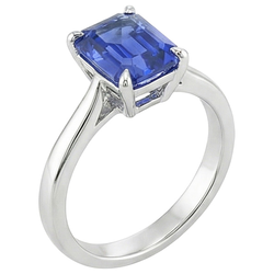Natural Sapphire Ring 3ct - White Gold 14K