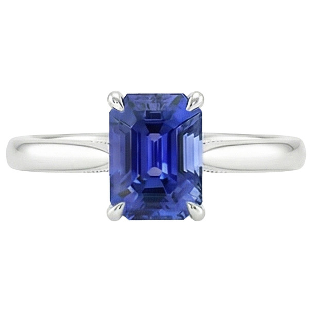 natural emerald sapphire 3ct ring on white background