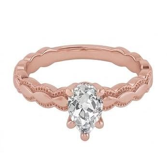 Solitaire Ring Real Pear Old Miner Natural Earth Mined Diamond ( Not Lab Grown ) 1.50 Carats Rose Gold Jewelry