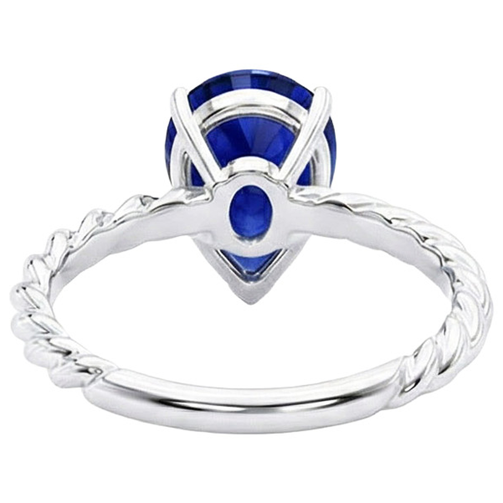 natural pear sapphire 2.50ct ring side angle