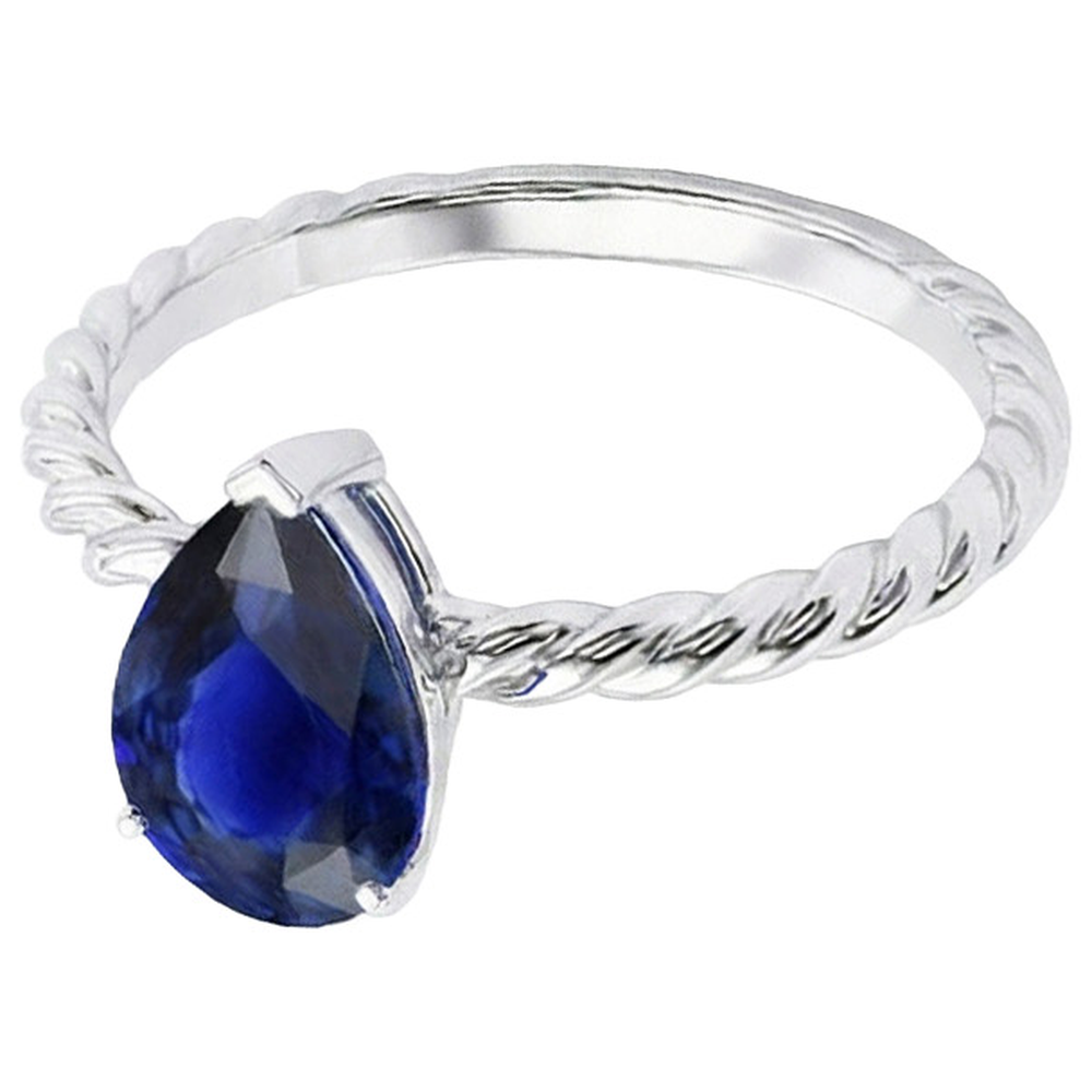 natural pear sapphire 2.50ct ring top view