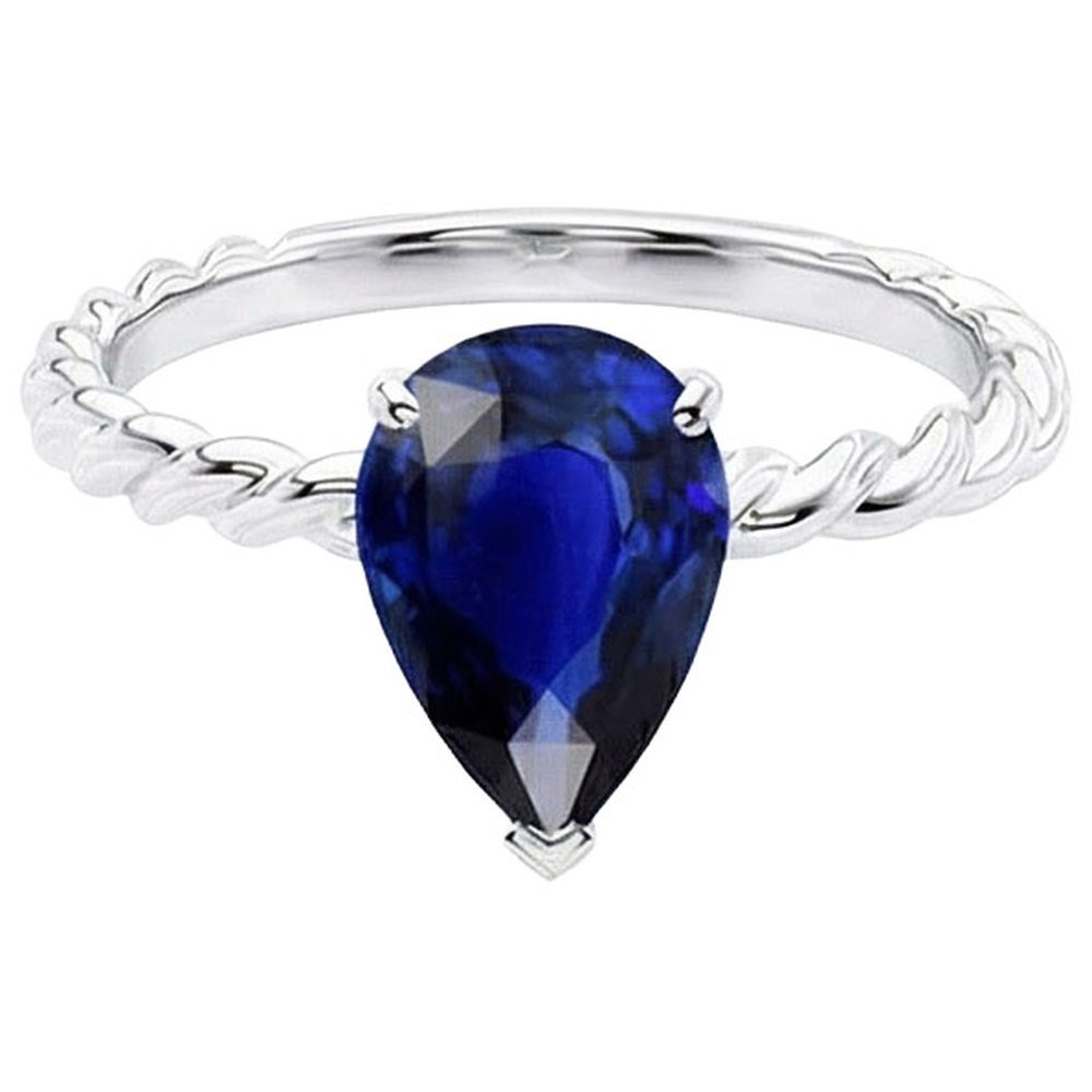 natural pear sapphire 2.50ct ring profile view