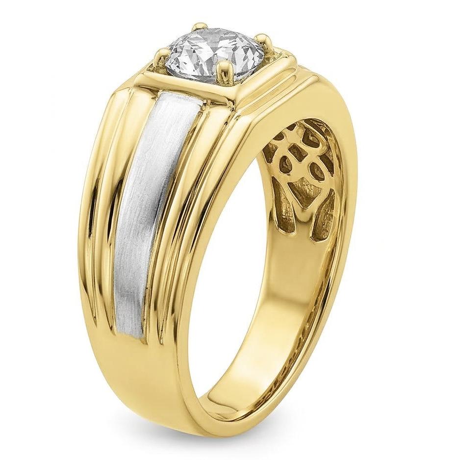 Solitaire Ring Round Old Cut Natural Earth Mined Diamond ( Not Lab Grown ) Prong Bezel Set 1 Carat Two Tone