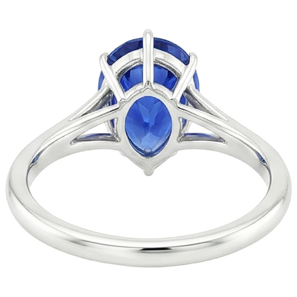 Solitaire Ring Split Shank Pear Cut Blue Sapphire 2.50 Carats