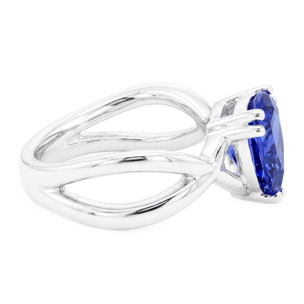 Solitaire Ring Trillion Natural Blue Sapphire Split Shank 2 Carats
