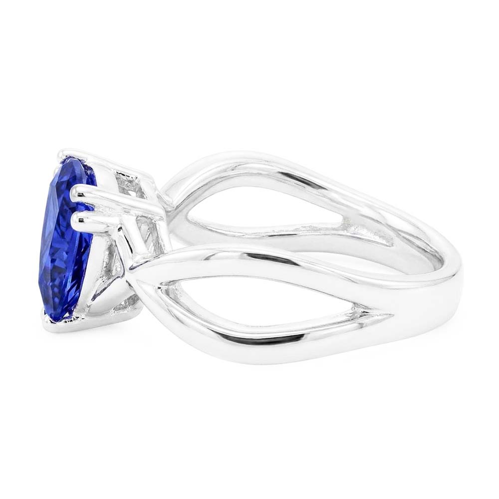 Solitaire Ring Trillion Natural Blue Sapphire Split Shank 2 Carats