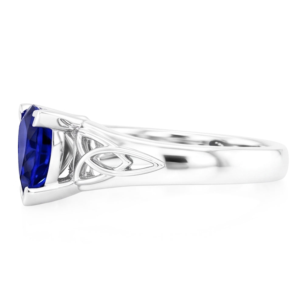 Solitaire Ring Trillion V Prong Blue Sapphire Antique Style 2 Carats
