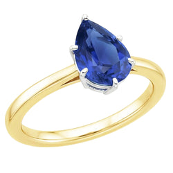 Natural Sapphire Ring 2ct - Two Tone 14K Gold