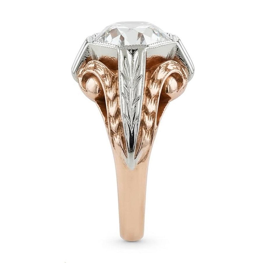 Solitaire Ring Vintage Bezel Set Round Old Mine Cut Real Natural Earth Mined Diamond ( Not Lab Grown ) 2 Carats