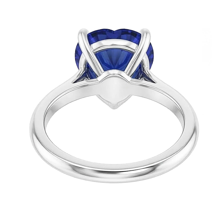 Solitaire Ring White Gold Ceylon Sapphire Heart Shaped 2.50 Carats