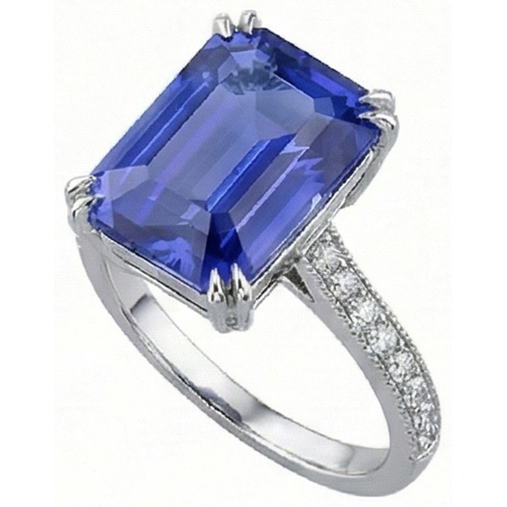 Solitaire Ring With Accents Ceylon Sapphire & Natural Earth Mined Diamond ( Not Lab Grown )s 3 Carats
