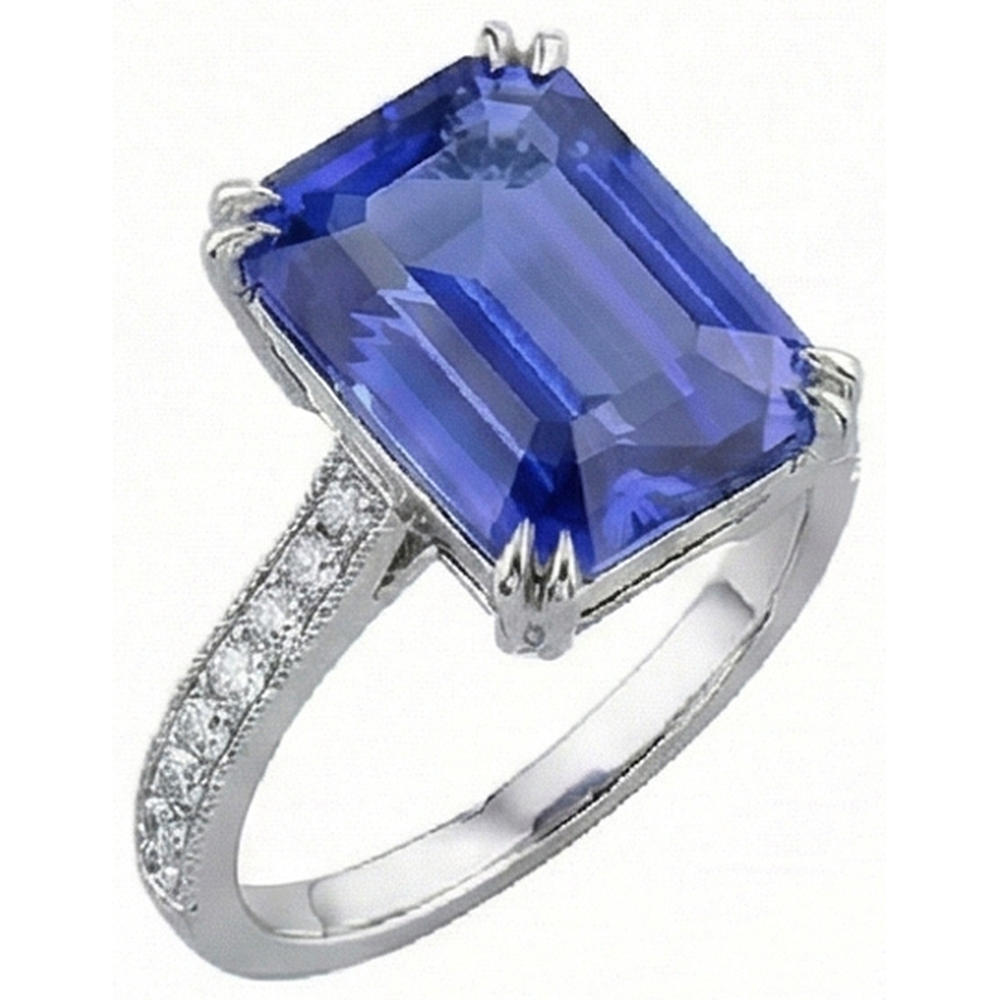 Solitaire Ring With Accents Ceylon Sapphire & Natural Earth Mined Diamond ( Not Lab Grown )s 3 Carats