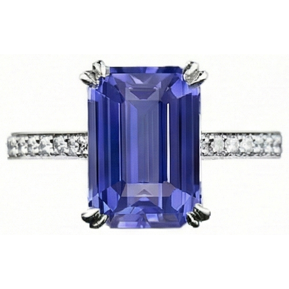Solitaire Ring With Accents Ceylon Sapphire & Natural Earth Mined Diamond ( Not Lab Grown )s 3 Carats