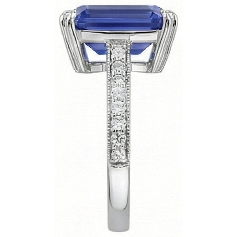 Solitaire Ring With Accents Ceylon Sapphire & Natural Earth Mined Diamond ( Not Lab Grown )s 3 Carats