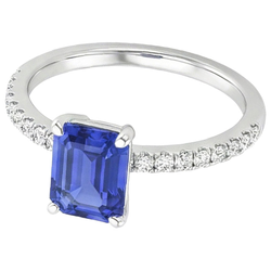 Solitaire Ring With Accents Emerald Blue Sapphire & Natural Earth Mined Diamond ( Not Lab Grown )s 4 Carats