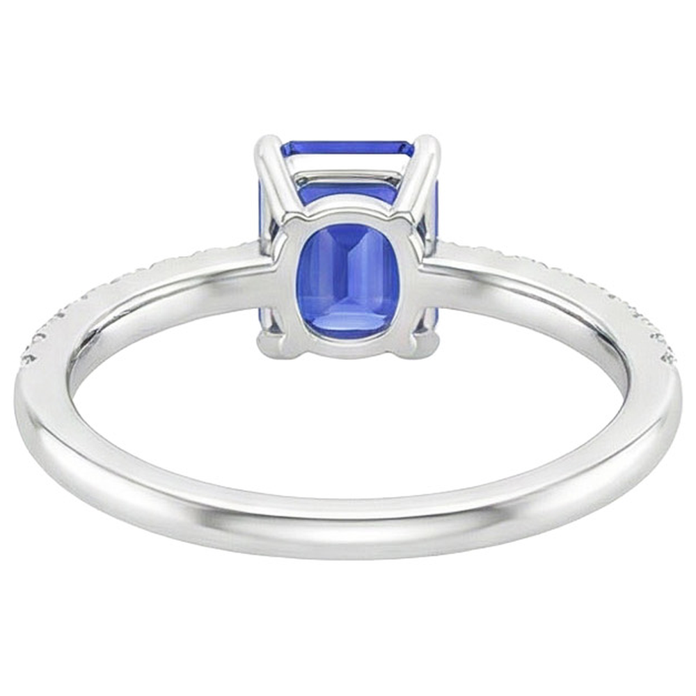 Solitaire Ring With Accents Emerald Blue Sapphire & Natural Earth Mined Diamond ( Not Lab Grown )s 4 Carats