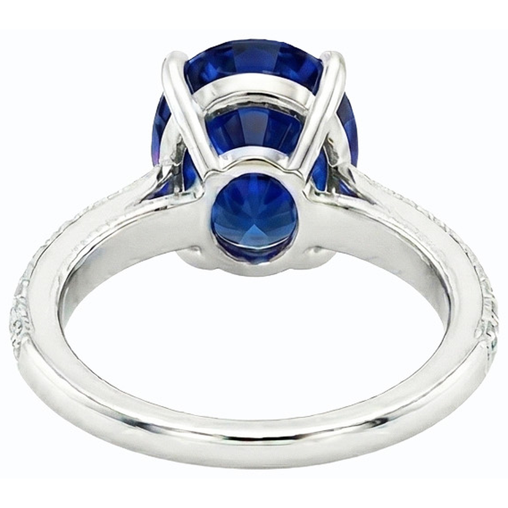 natural round sapphire 4.50ct ring side angle