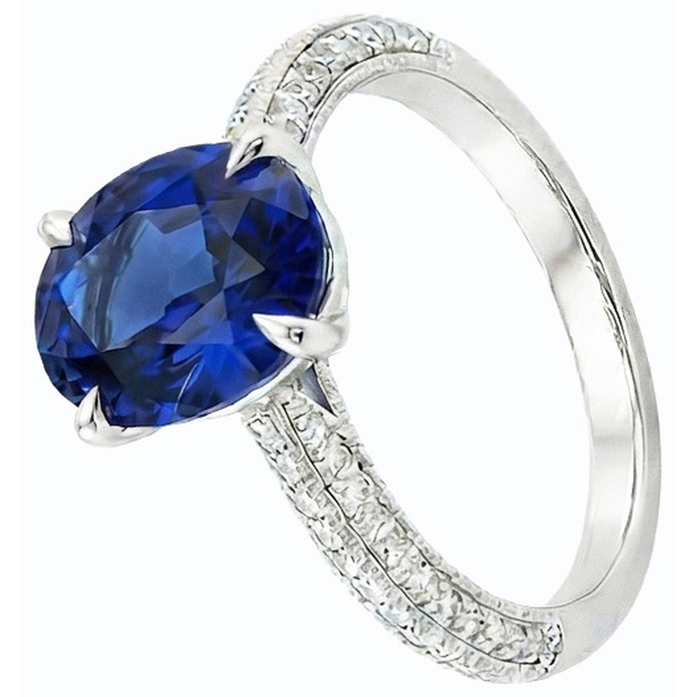 natural round sapphire 4.50ct ring close up detail