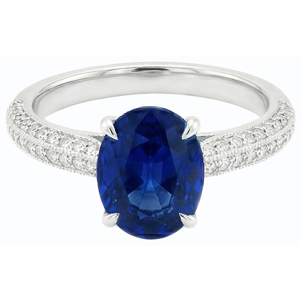 natural round sapphire 4.50ct ring top view