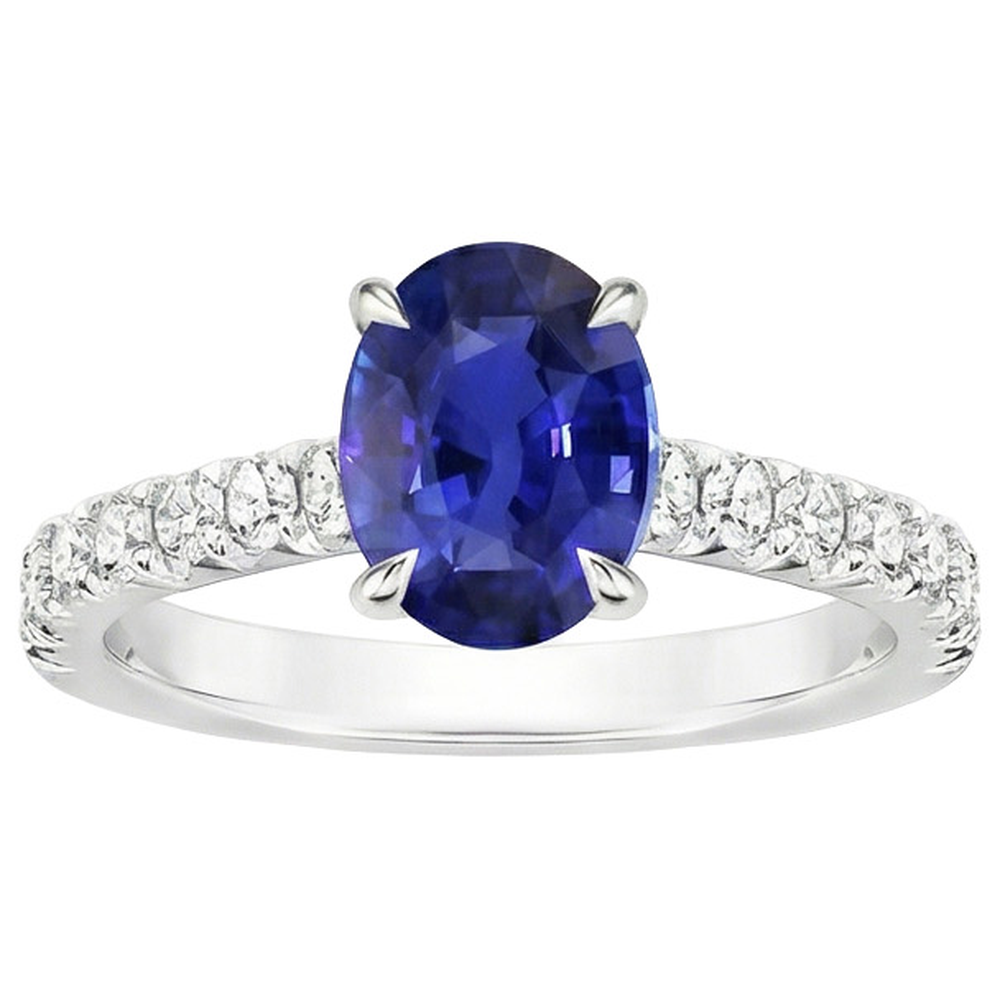 natural round sapphire 4ct ring top view
