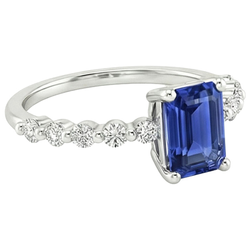 Solitaire Ring With Side Stones Blue Sapphire & Natural Earth Mined Diamond ( Not Lab Grown ) 4 Carats