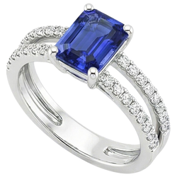Natural Sapphire Ring 4.50ct - White Gold 14K