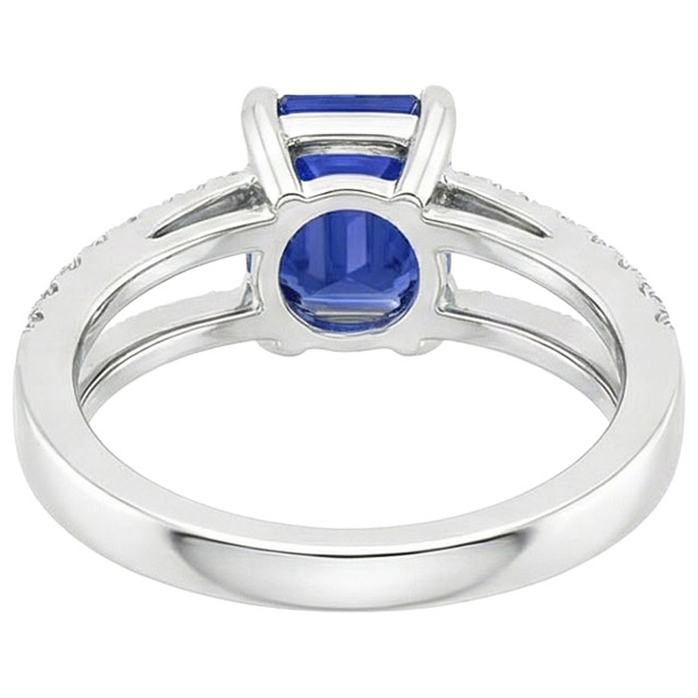 natural round sapphire 4.50ct ring top view