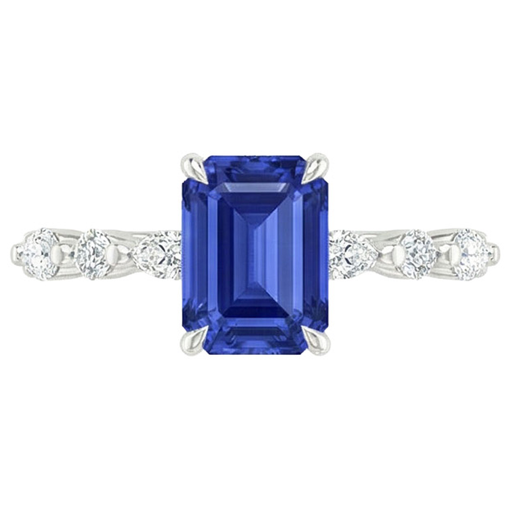natural emerald sapphire 4ct ring profile view