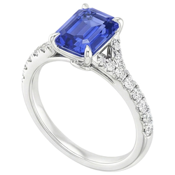 Solitaire Ring with Accents Sri Lankan Sapphire & Natural Earth Mined Diamond ( Not Lab Grown ) 4 Carats