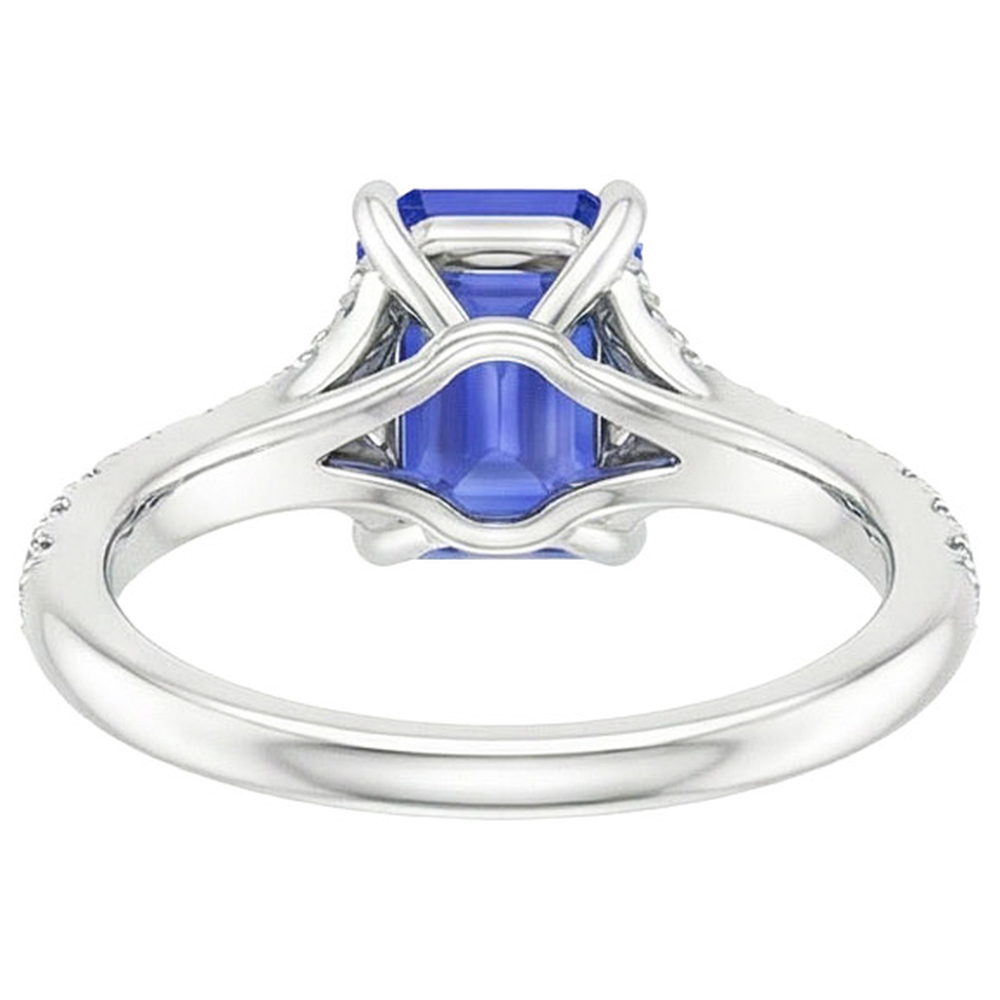 Solitaire Ring with Accents Sri Lankan Sapphire & Natural Earth Mined Diamond ( Not Lab Grown ) 4 Carats