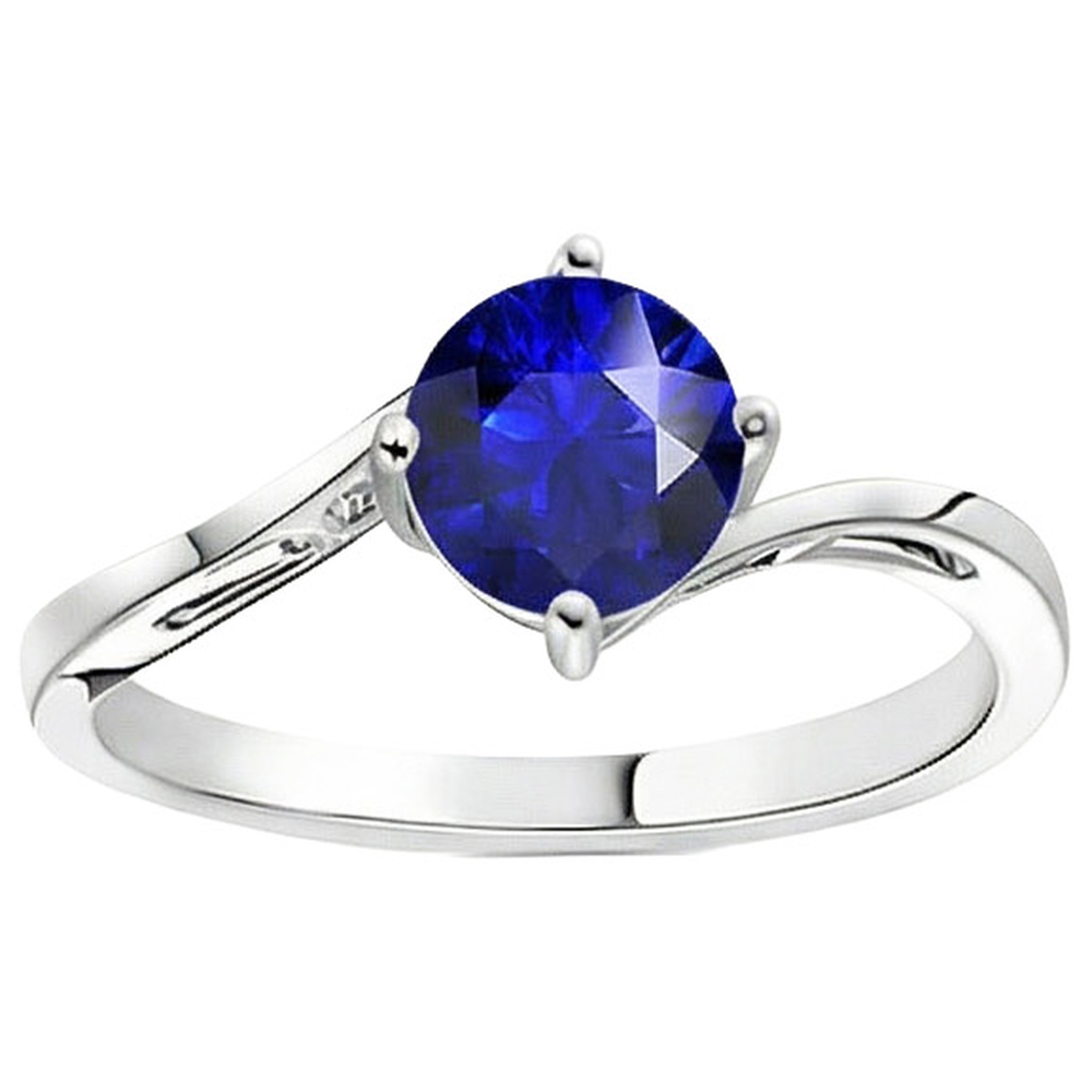 Solitaire Round Blue Sapphire Ring 2.50 Carats Tension Style Shank