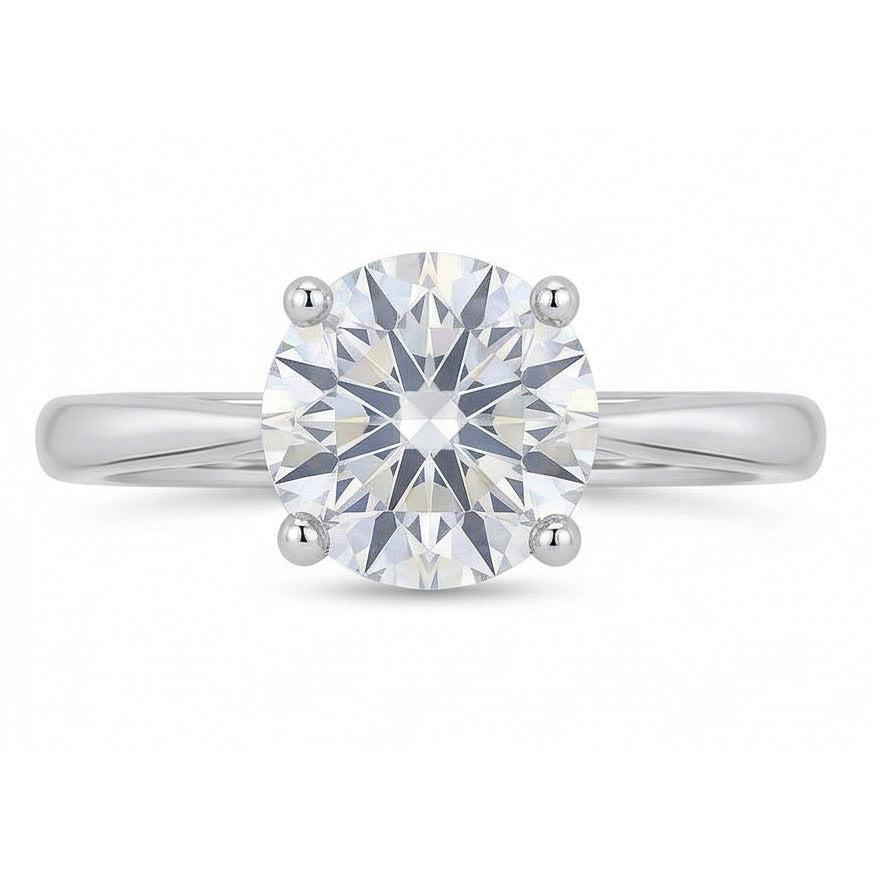 Solitaire Round Cut 2 Carats Genuine Natural Earth Mined Diamond ( Not Lab Grown ) Wedding Ring White Gold 14K