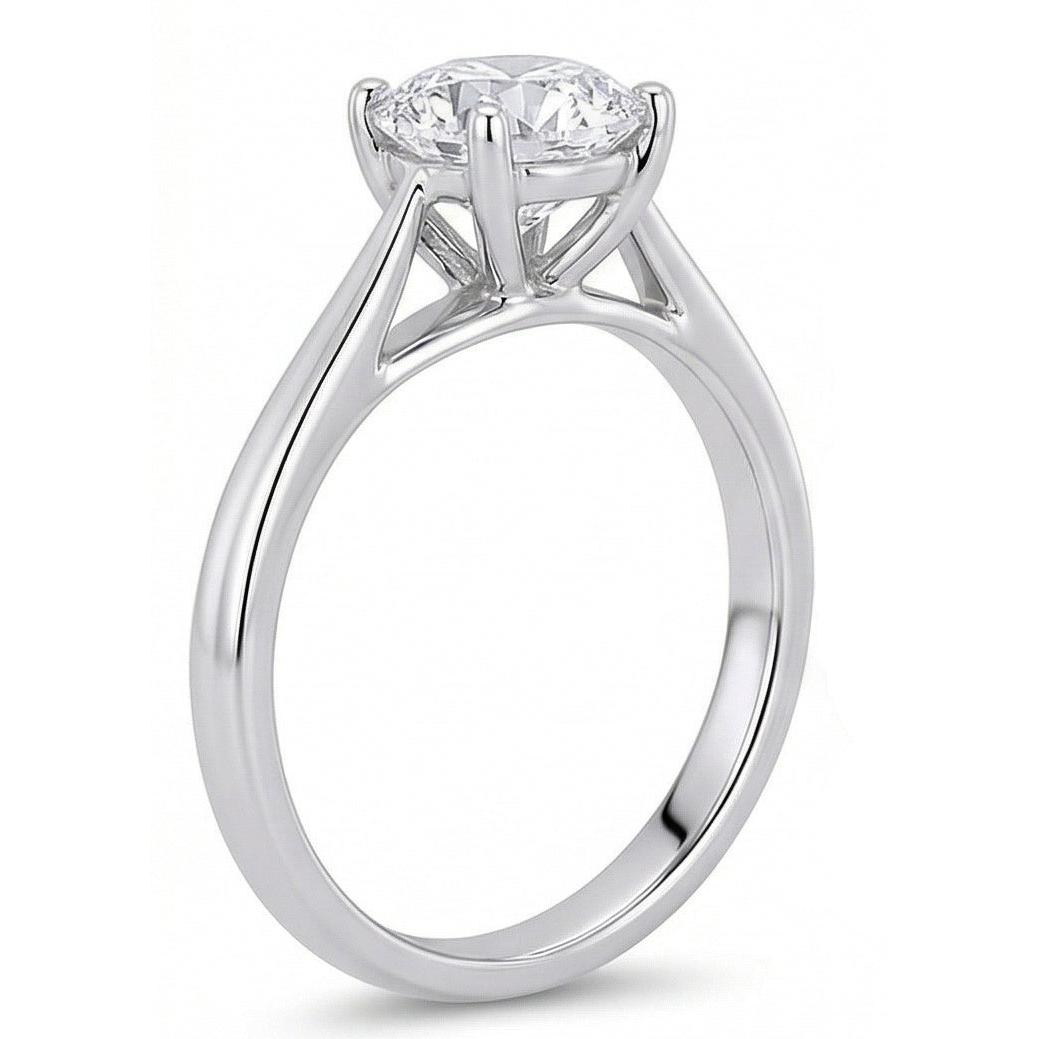 Solitaire Round Cut 2 Carats Genuine Natural Earth Mined Diamond ( Not Lab Grown ) Wedding Ring White Gold 14K