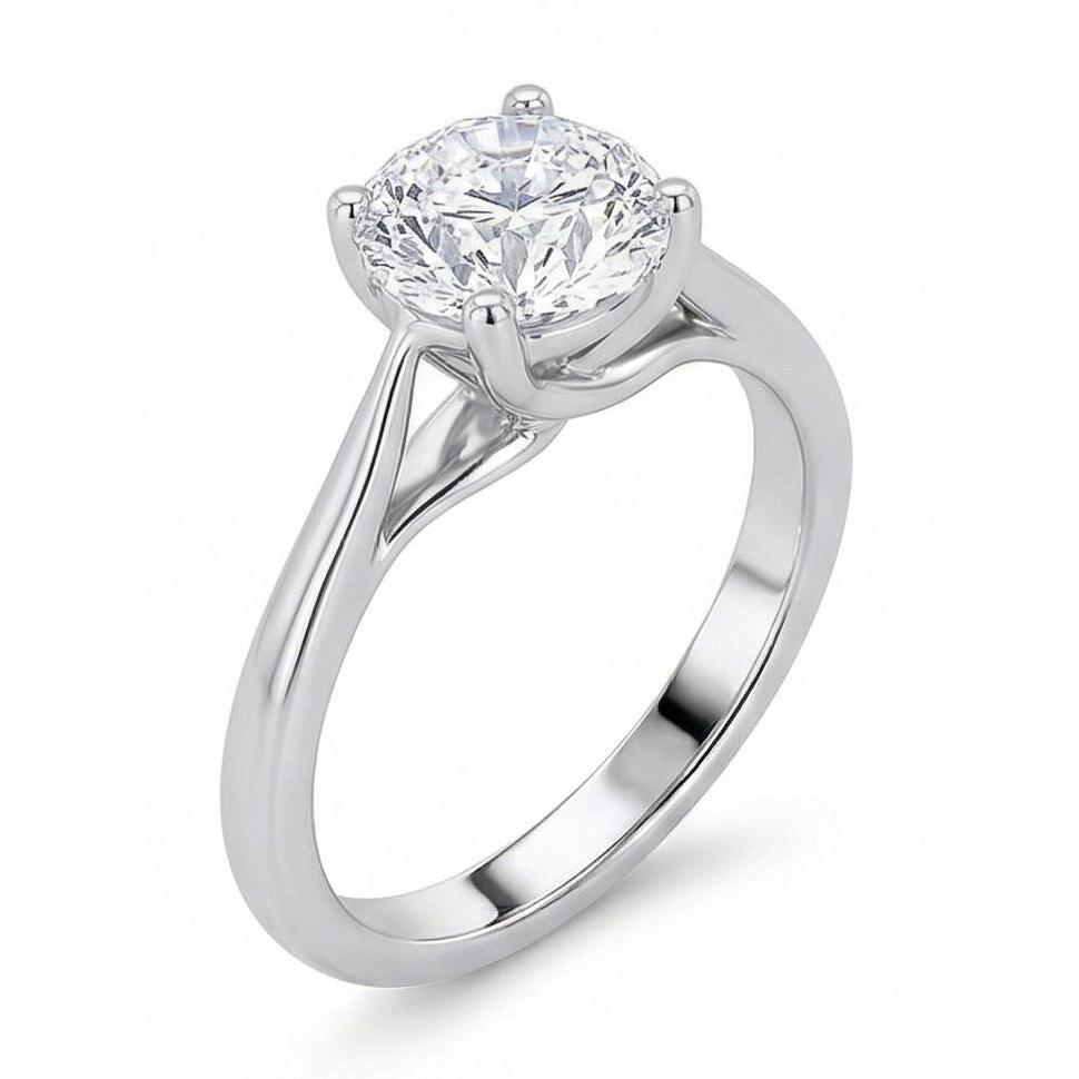 Solitaire Round Cut 2 Carats Genuine Natural Earth Mined Diamond ( Not Lab Grown ) Wedding Ring White Gold 14K