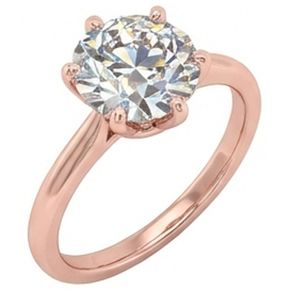 Solitaire Round Old Mine Cut Genuine Natural Earth Mined Diamond ( Not Lab Grown ) Ring 6 Prong Set 2 Carats