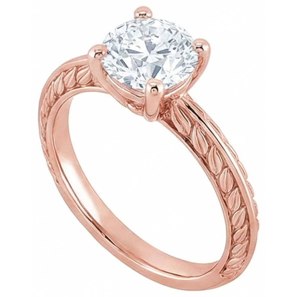 Solitaire Round Old Mine Cut Real Natural Earth Mined Diamond ( Not Lab Grown ) Ring 3 Carats Rose Gold 14K