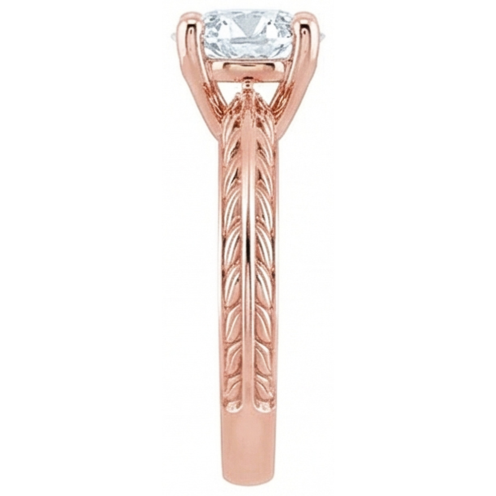 Solitaire Round Old Mine Cut Real Natural Earth Mined Diamond ( Not Lab Grown ) Ring 3 Carats Rose Gold 14K