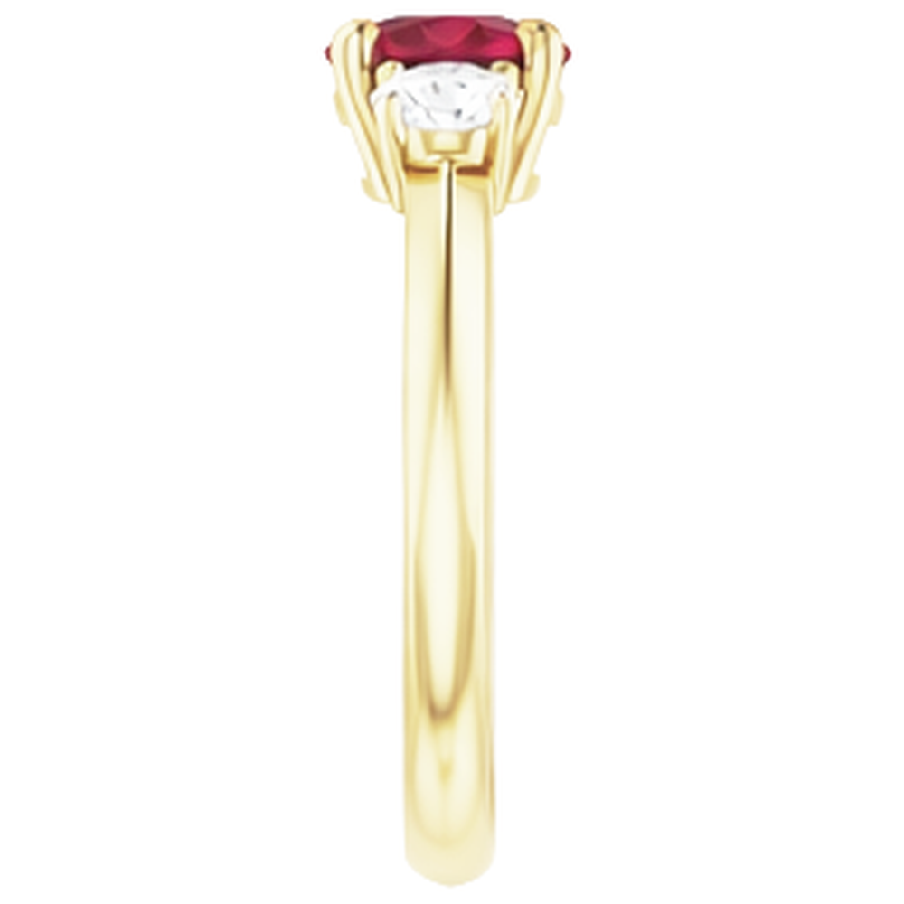 Solitaire Ruby Ring 1.25 Carats Yellow Gold 14K