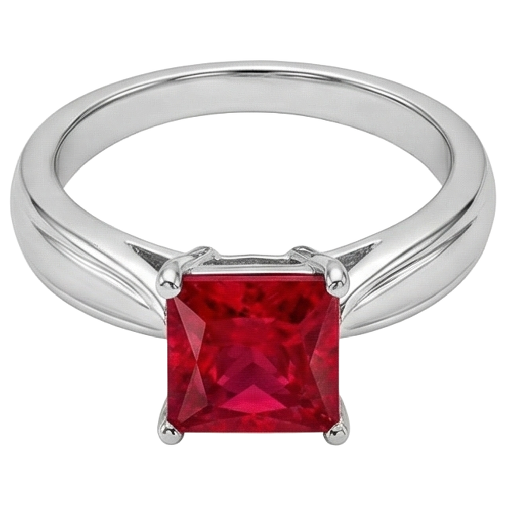 Solitaire Ruby Ring 1 Carats White Gold 14K