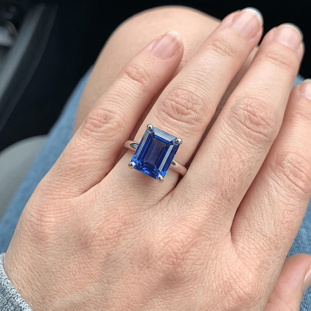 Solitaire Sapphire 4 Carat Engagement Ring