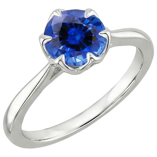 natural round sapphire 2ct ring side angle