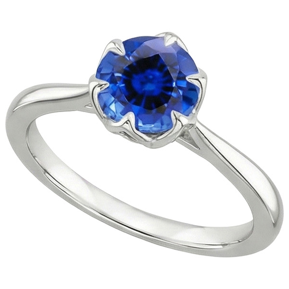 natural round sapphire 2ct ring top view