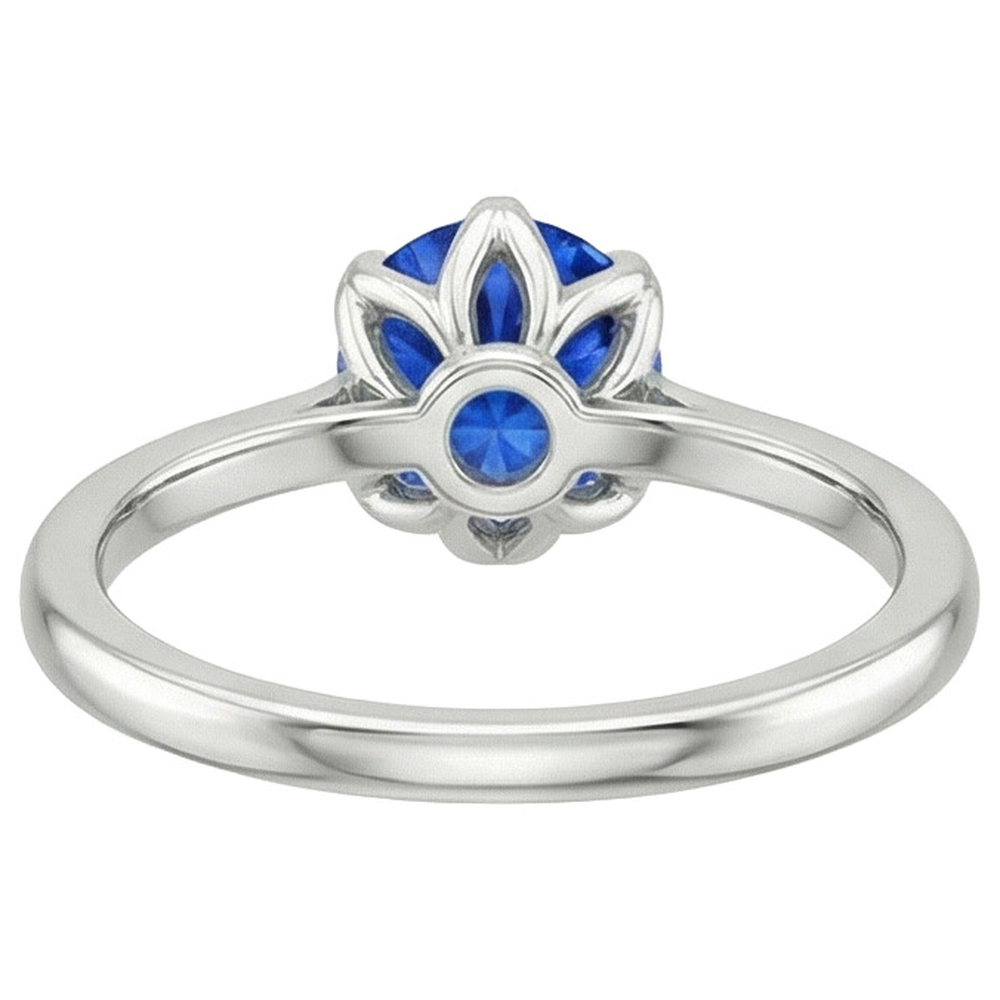 natural round sapphire 2ct ring on white background