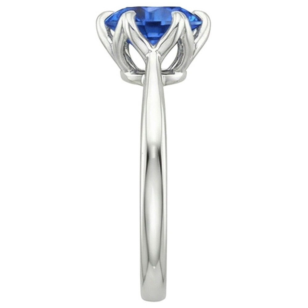 natural round sapphire 2ct ring profile view