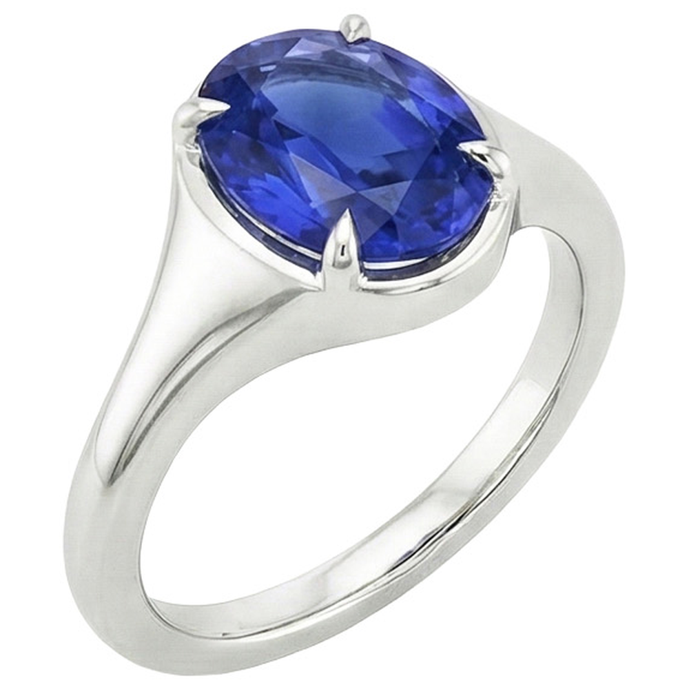 natural oval sapphire 3ct ring side angle