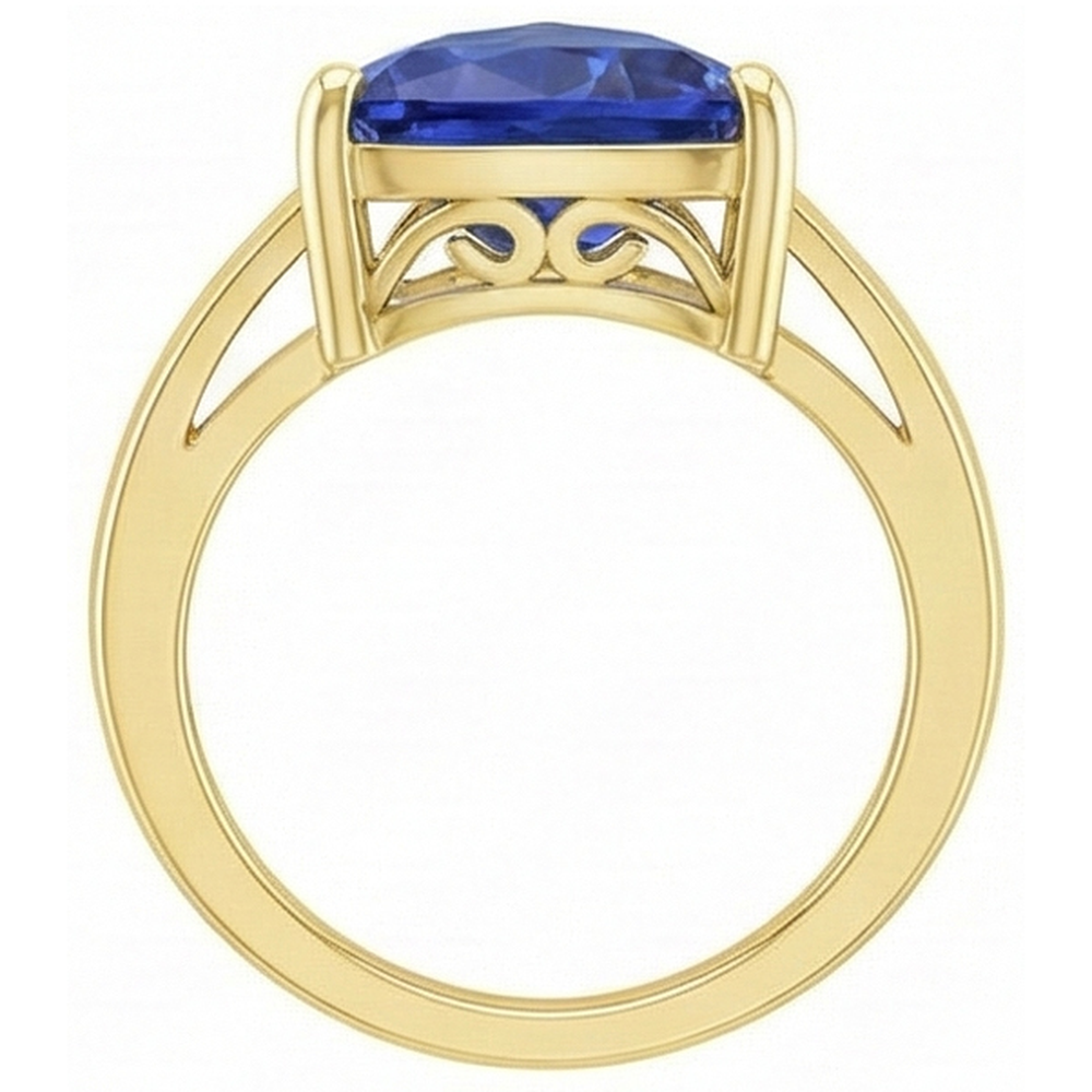 Solitaire Trillion Blue Sapphire Ring Yellow Gold Jewelry 3 Carats
