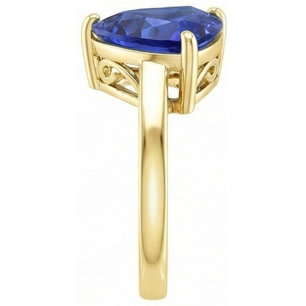 Solitaire Trillion Blue Sapphire Ring Yellow Gold Jewelry 3 Carats